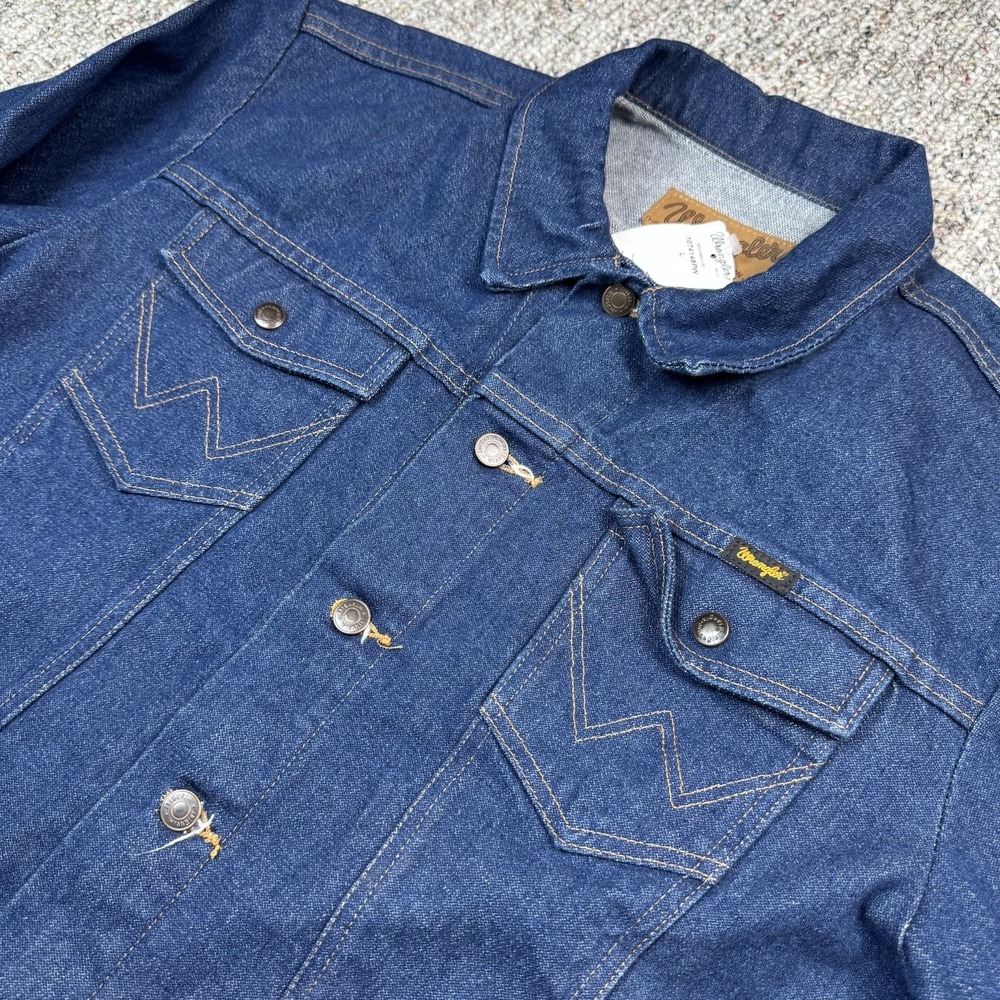 Vintage Wrangler Denim Jacket Mens Large Blue FFA Back Future Farmers Of America - Picture 3 of 11